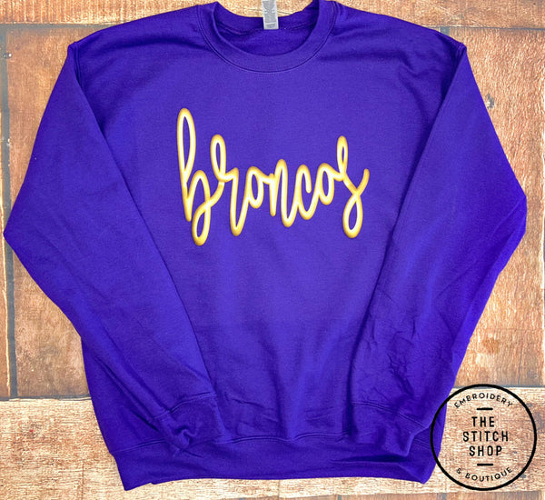 Bronco Gold Puff Gildan Sweatshirt