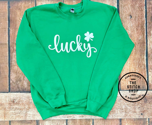 Puff Print Lucky Unisex Gildan Soft Style Sweatshirt