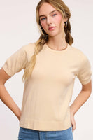 Puffy Sleeve Basic Stretchy Knit Top