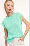 JCS3598-Loose Fit Sleeveless Ribbed Knit Crew Neck Top