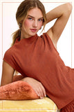 HCT7705-Stretchy Crinkled Fabric Sleeveless Top
