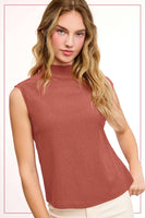 HCT7705-Stretchy Crinkled Fabric Sleeveless Top