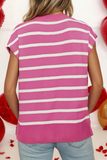 LDC Stripe Side Slits Crewneck Short Sleeve Sweater Tee