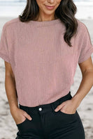 Solid Textured Exposed Seam Casual T-shirt | S-XL