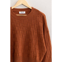 Long Sleeve Square Texture Sweater