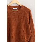 Long Sleeve Square Texture Sweater