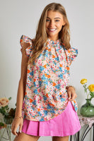Floral Woven Ruffle Blouse