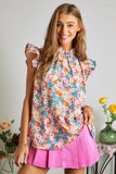 Floral Woven Ruffle Blouse
