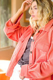 Loose Fit Button Down Long Sleeve Fleece Shacket