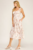 ROMANTIC FLORAL TIE STRAP MIDI DRESS