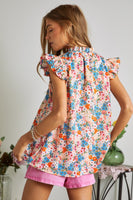 Floral Woven Ruffle Blouse