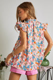 Floral Woven Ruffle Blouse