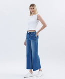 HIGH RISE RAW HEM ANKLE WIDE LEG JEANS LV1683