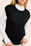 JCS3598-Loose Fit Sleeveless Ribbed Knit Crew Neck Top