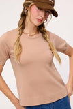 Puffy Sleeve Basic Stretchy Knit Top