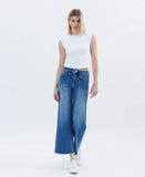 HIGH RISE RAW HEM ANKLE WIDE LEG JEANS LV1683