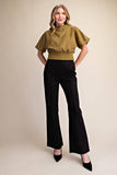 Mock Neck Suede Look Brush Top