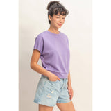 Crew Neck Short Dolman Sleeve Top