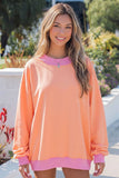 Colorblock Trim Crewneck Long Sleeve Pullover Sweatshirt
