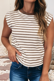 LDC Stripe Ribbed Round Neck Trim Loose Tank Top