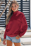 Oversize Drop Shoulder Reversible Mock Neck Sweatshirt