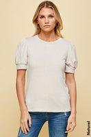 Solid Top with Puffy Sleeves