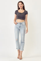 Risen High Rise Distressed Vintage Straight Leg Jean