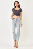 Risen High Rise Distressed Vintage Straight Leg Jean