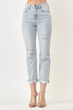 Risen High Rise Distressed Vintage Straight Leg Jean