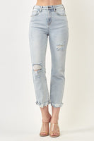 Risen High Rise Distressed Vintage Straight Leg Jean