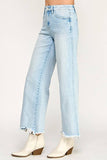 HIGH RISE WIDE LEG W/ DESTROYED HEM JEANS
