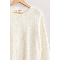 Long Sleeve Square Texture Sweater
