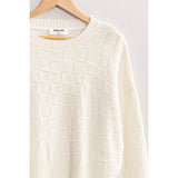 Long Sleeve Square Texture Sweater