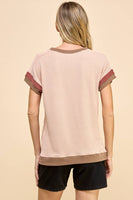 Solid Ribbed Top with Contrast Details