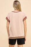 Solid Ribbed Top with Contrast Details