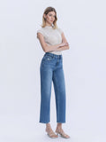 HIGH RISE MEDIUM WASH ANKLE WIDE JEANS LV2061