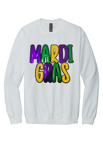 Pre-Order Mardi Gras Sequin Patch Top XL / Gildan Sweatshirt / Black