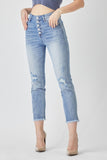 Risen High Rise Straight Leg Distressed Jean