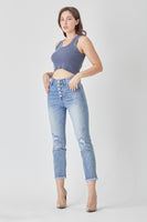Risen High Rise Straight Leg Distressed Jean