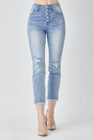 Risen High Rise Straight Leg Distressed Jean