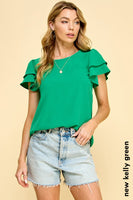 Double Ruffled Sleeve Top