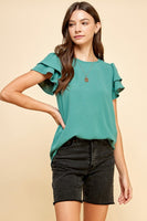 Double Ruffled Sleeve Top