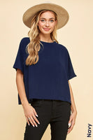 Oversized Solid Top with Half Sleeves