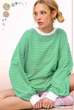 Oversized Striped Long Sleeve Pullover Top