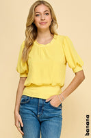 Round Neck Solid Top with Waist Band