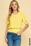 Round Neck Solid Top with Waist Band