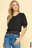 Round Neck Solid Top with Waist Band