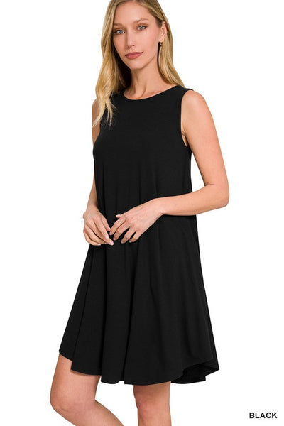 Sleeveless Round Hem Swing Dress