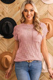Women Casual Lattice Textured Knit Sweater Top