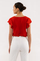 Scallop V-Neck Woven Top